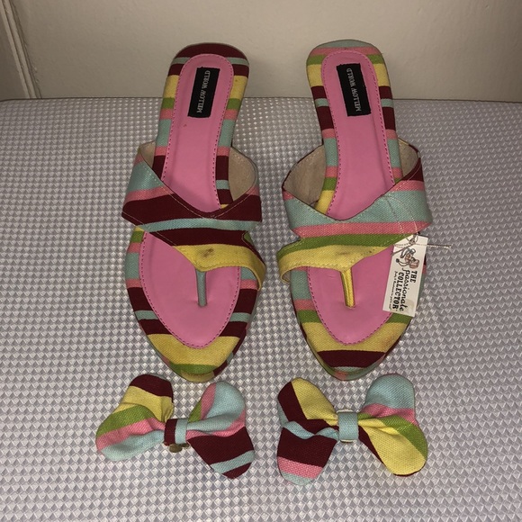 MELLOW WORLD Striped Sandals with Clip on Bow Sz 8 - Picture 10 of 15